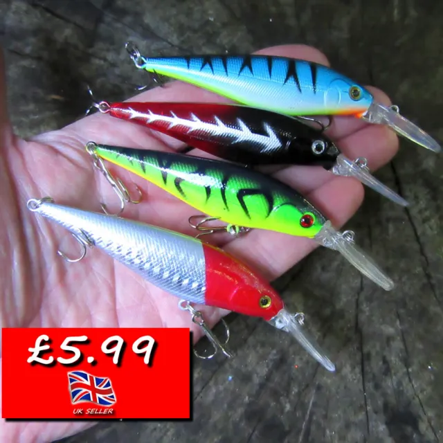 REALSCALE PIKE PERCH trout chub zander lures mini floating crank baits free  box £6.99 - PicClick UK