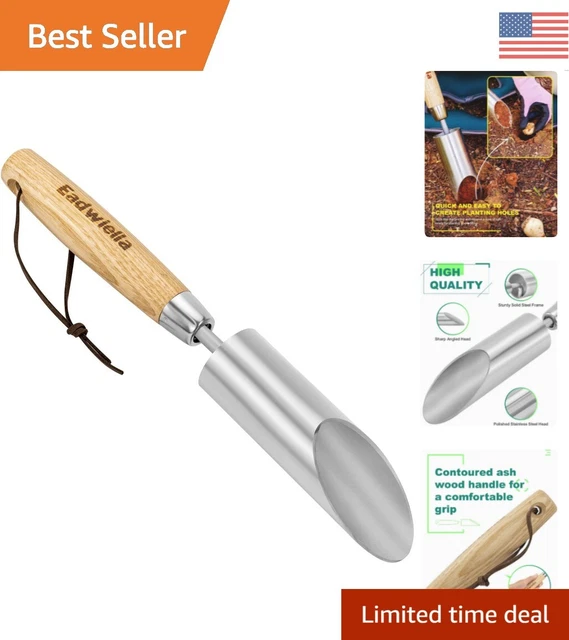 Premium Ergonomic Bulb Planter with Stainless Steel Head and Ash Handle