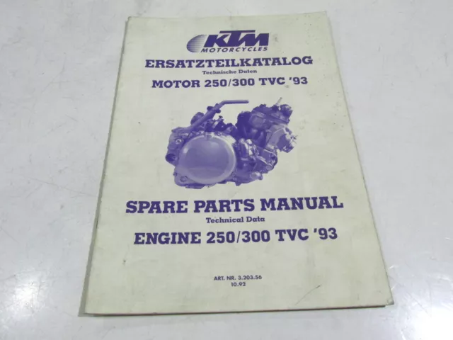 Spare Parts Engine Manual Ersatzteilkatalog Ktm 250 300 Tvc 1993 3.203.56