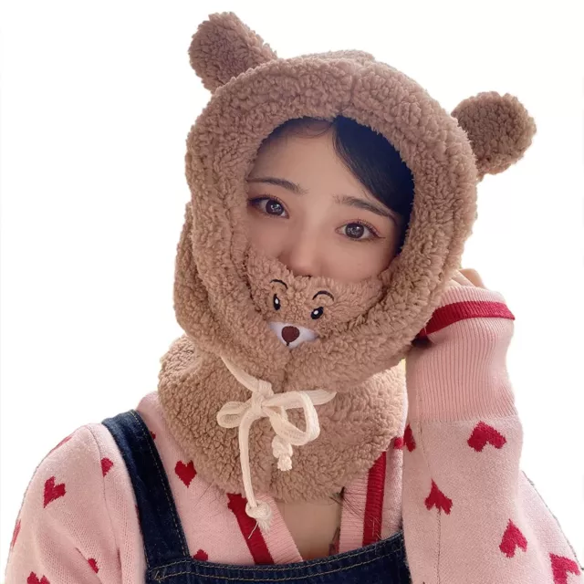 Cute Cartoon Bear Ear Cap Hat Cap Warm Thickened Ear Protection with Warm Mask