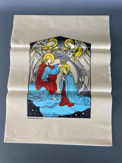“Couronnement De Vierge Marie “ 20 Feuilles De Carte Voile Imprimé D’Époque