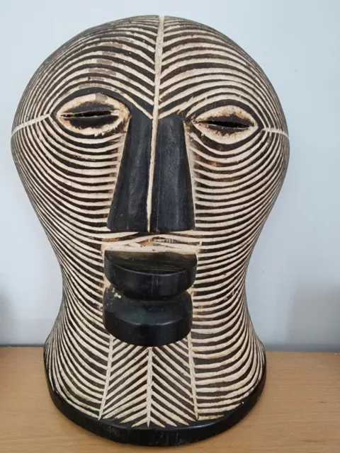 Masque africain  SONGYE Bois African mask wooden Black White 31 cm / 12 inch