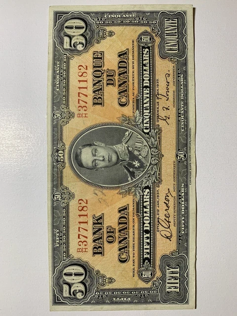 1937 Canadian $50 bank note.