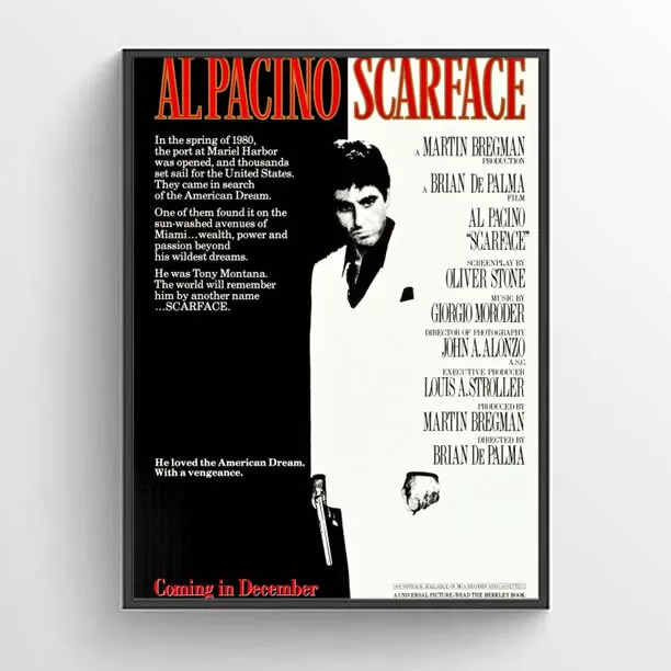 Scarface Movie Poster Print Classic 80s A4 A3 A2 Wall Art