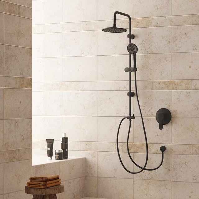 Columna de ducha acero negro 4 jets teleducha diseño moderno Mamba