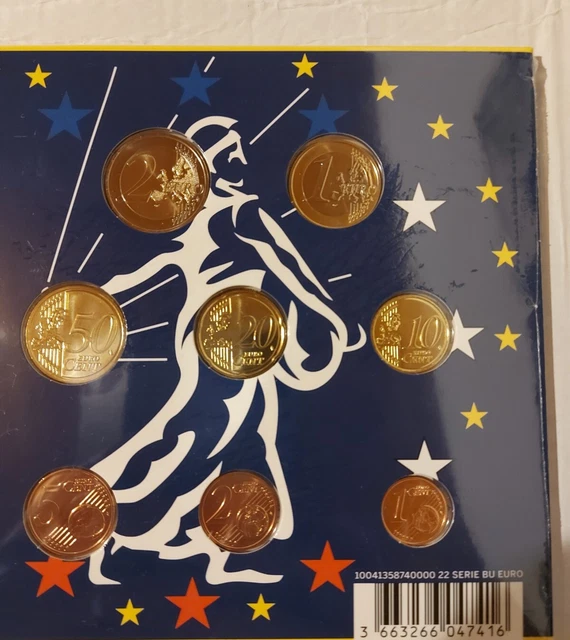 Euros France Série Complète D'euros Officielle 2022 (1centime Jusqu'à 2 Euros)BU