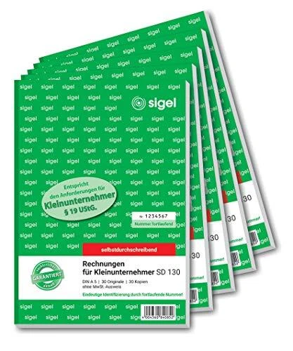 Manifold Facture Carnet De Factures SIGEL SD132 - Numérotation Continue 7 Chiffres - Format A5, Autocopiant - 3x50 Feuilles - Conforme Fiscal