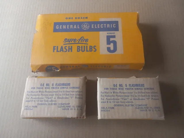 Bombillas de flash vintage General Electric Sure-Fire No.5 - 7 bombillas en total - sin probar