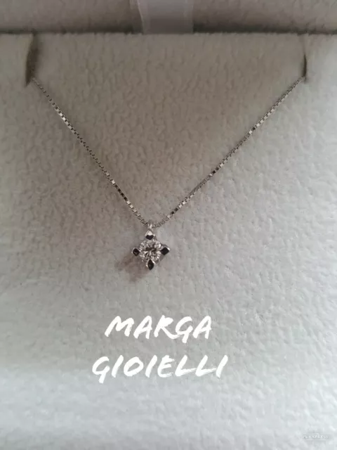 collier girocollo punto luce oro bianco 18kt diamante 0,06 ct vs1 VERO AFFARE