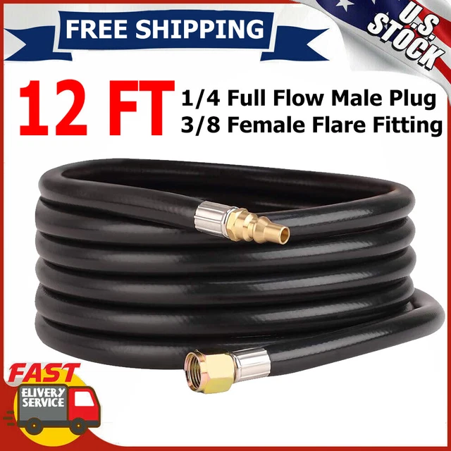 12FT RV PROPANE Hose Quick Connect 3/8" Female Flare Fitting for BBQ