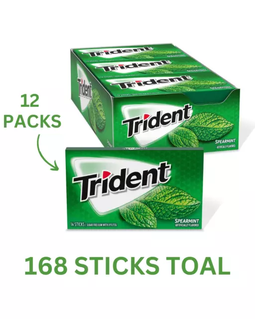 Trident Spearmint Sugar Free Gum  American Sweets (14 pieces, 12 pk.)