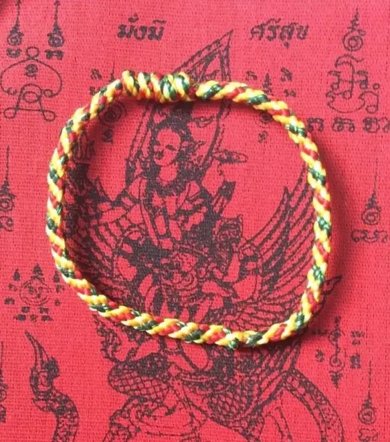 Bracelet Thai esprit SAI SIN béni coton tissu PHA YANT Chance Bouddha Thaïlande