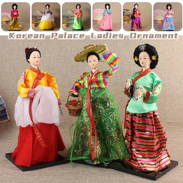 Korean Palace Ladies Figurines Dolls with Hanbok Miniatures Ornament Gifts