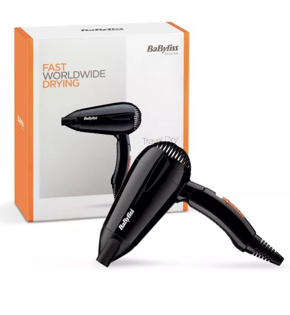 BaByliss 5344U Travel Lightweight Folding Hair Dryer 2000w Multi Voltage Black