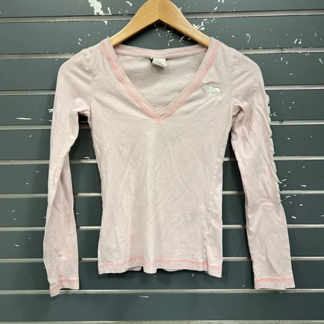 Vtg Abercrombie Kids T Shirt Long Sleeve Pink Girls Sz S