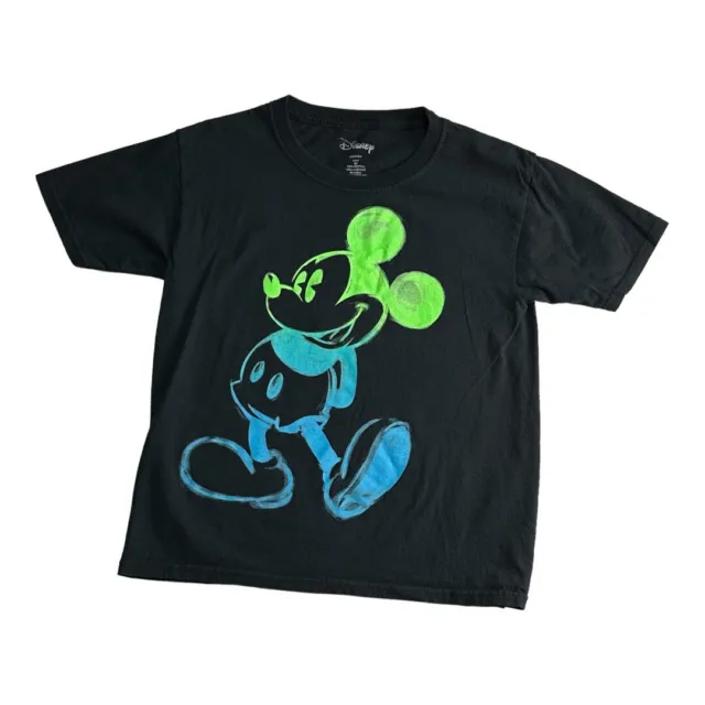 Disney Shirt Boys Medium Black Glow In The Dark Mickey Mouse T-Shirt