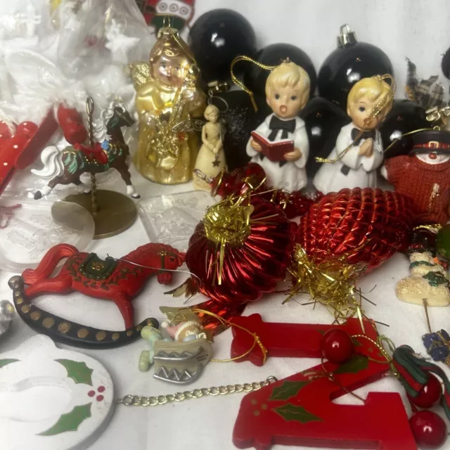 Huge Lot 130+ Vtg Christmas Decor Ornaments Mixed Santa Angel Handmade 80’s 70 2