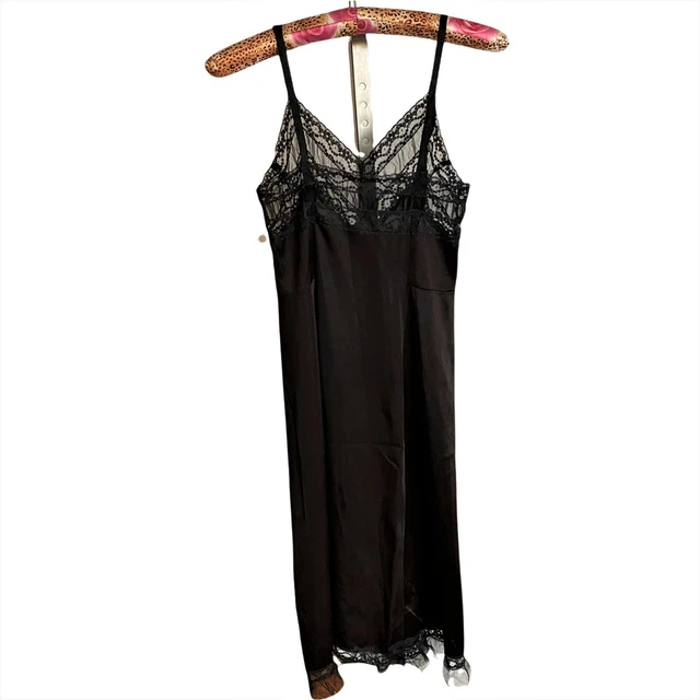 Abito vintage Miss Siren nero slip taglia XS piccolo pizzo busto nylon anni 60