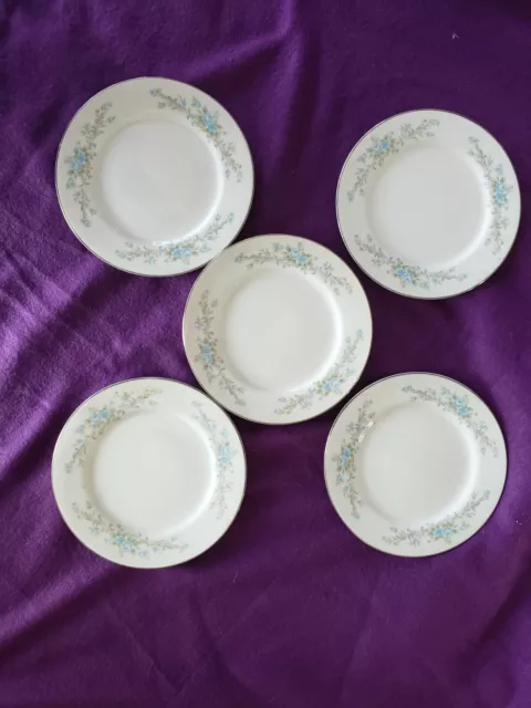 Royal Court Fine China  Blue Fantasy Set of 5 Bread Plates 6 1/4"