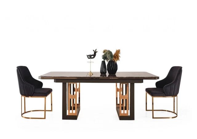 Muebles de comedor dorados grupo de comedor mesa sillas muebles de acero inoxidable modernos