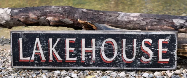 Lake House or Cabin Home Sign- Rustic Hand Made Vintage Wood Sign