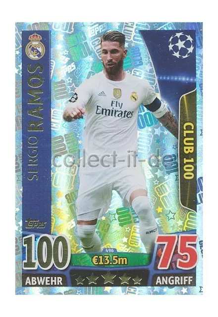 TOPPS Champions League - 496 - Sergio Ramos - 100 Club