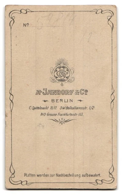 Photography A. Jandorf & Co., Berlin, Spittelmarkt 16/17, woman with empty face 2