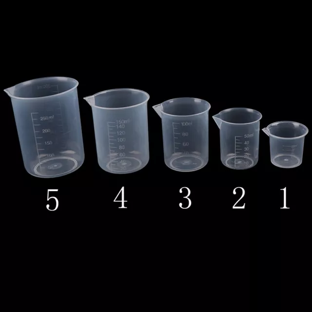 2Pcs Transparent Kitchen Laboratory Plastic Volumetric Beaker Measuring CupB_COR