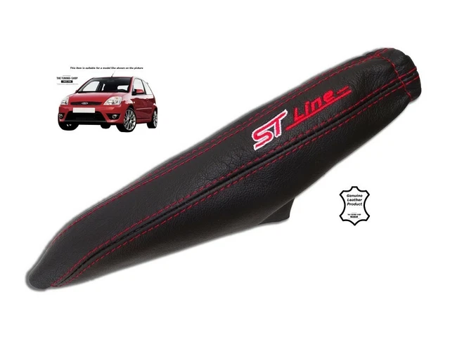 Freno a mano Gaiter per Ford Fiesta 2002-2008 Pelle Nera Ricamo Rosso