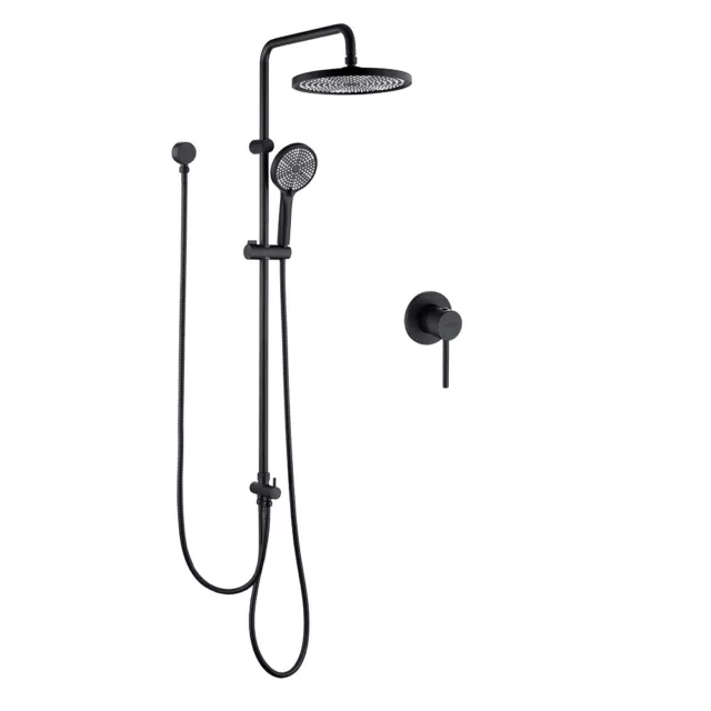 Decaura shower head set 10" black round shower mixer tap free water inlet