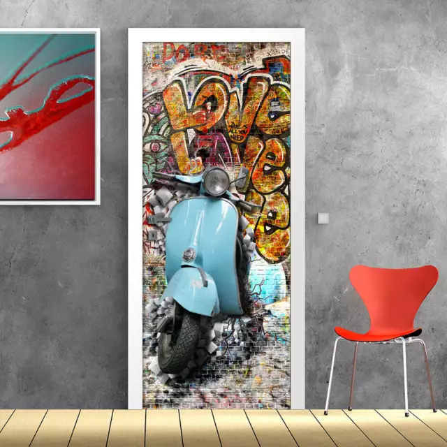 Decorazione adesiva Porta Vespa 3D sticker lavabile pvc varie misure