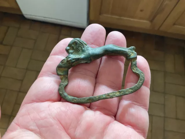 Large Bronze Lion Buckle.Roman? Metal Detecting Finds