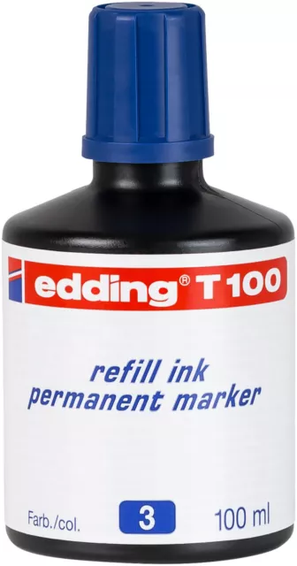 Edding Nachfülltusche Nachfülltinte T100 blau für Marker und Stempel, 100 ml