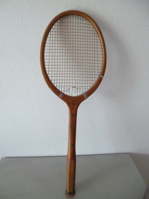 Raquette de tennis en bois des années 70 - Raquette de tennis Garcia Cragin C-44 et housse en vinyle zippée - France