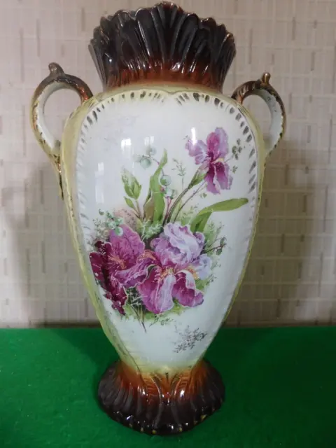 A Vintage Twin Handled Early To Mid 1900s Pottery Vase