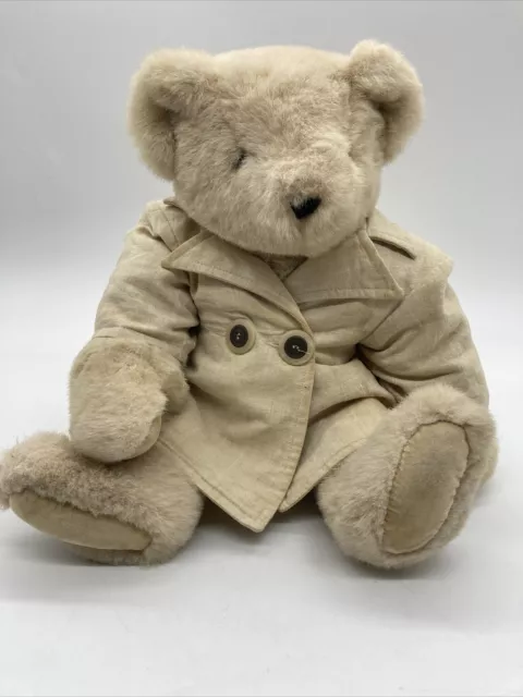 The Vermont Teddy Bear Company Jointed 16" Plush With White Trench Coat