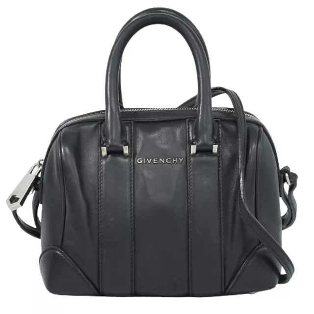 GIVENCHY Lucrezia Leather 2way Shoulder Handbag Black Silver