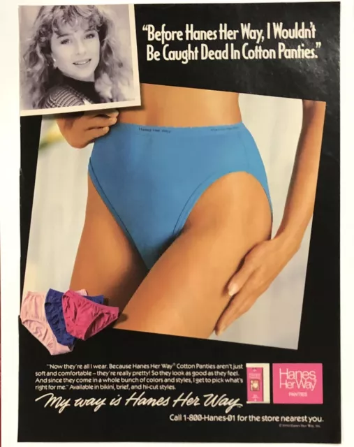1990 Hanes Her Way Hi-Cut Cotton Panties, Print Advertisement