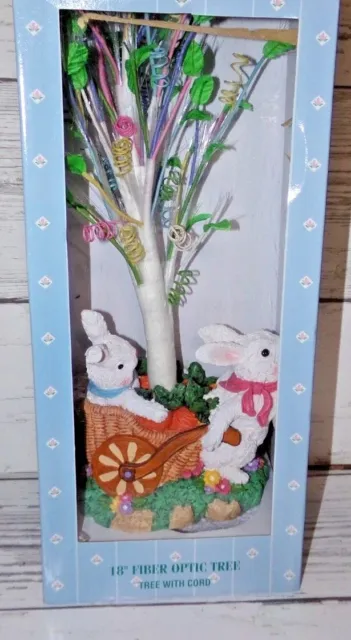 New Vintage Fiber Optic 18" Easter Egg Tree in Bunny Basket Cart