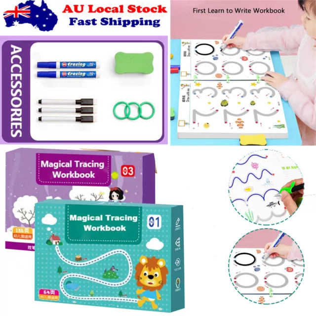 Magical Tracing Workbook Kids Preschool Practice Reusable Calligraphy Copybook
