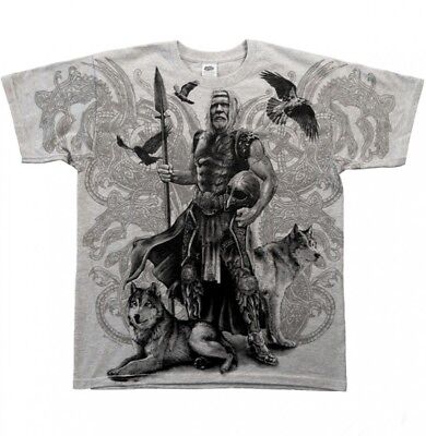 Gotico Odin Metallo Vichingo Viking Walhalla Hugin Munin T - Shirt Camicia M L
