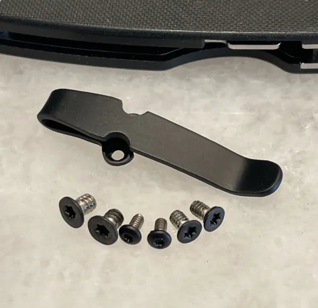 Black Titanium Deep Carry Pocket Clip & Black Screws Set For Spyderco Para 3
