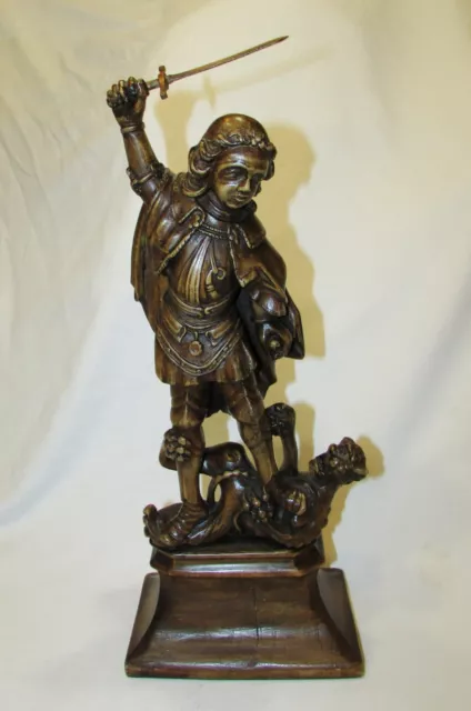 STATUE ANCIENNE DE SAINT-GEORGES  BOIS SCULPTE 19ème siècle SCULPTURE RELIGIEUSE