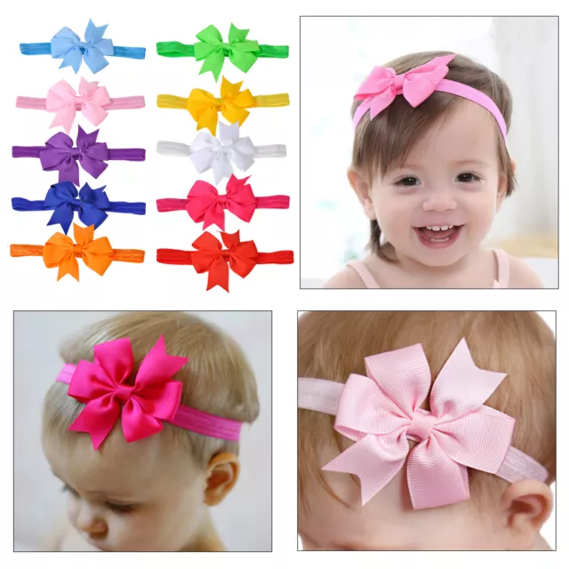 10pcs Soft Elastic Baby Girl Bow HairBand Hair Accessories Ribbon Headband