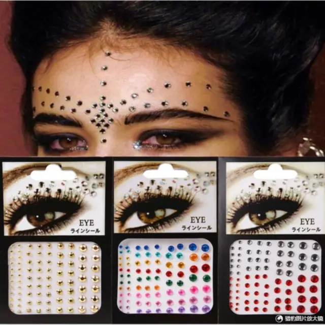 Tattoo Sticker Glitter Diamond Makeup Eyeliner Eyeshadow Face Rhinestone Stic Q!