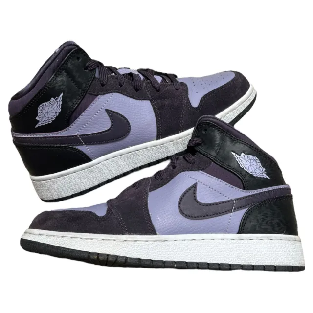 Nike Air Jordan 1 Mid Iron Purple 555112-508 Kids Youth Unisex Size 5Y