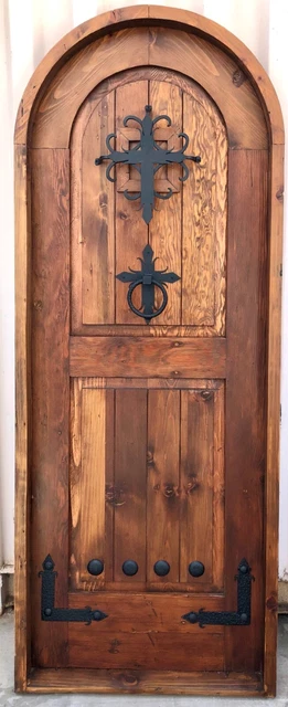 Rustic castle reclaimed lumber arched old growth Doug Fir solid door winery 2