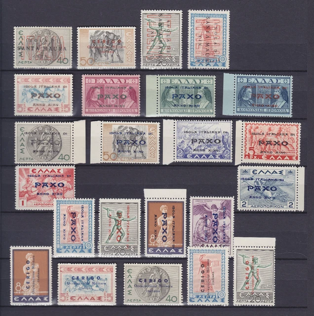 Italy Wwii Occupation Of Paxo, Santa Maura, Cerigo Islands, 23 Stamps, Mnh