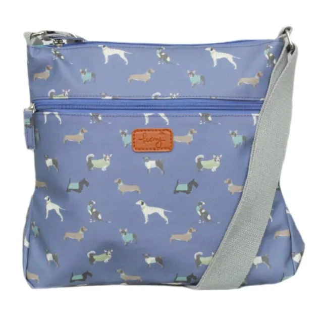 Peony® Paws Dog Matte Oilcloth Cross Body Sling Messenger Bag Handbag Blue