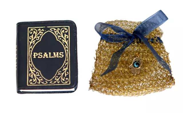 MiniTiny  English Book of Psalms Tehilim W / Hamsah In Bag For Luck & Protection